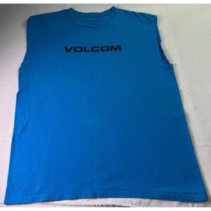 Volcom Mens Large Blue Tank Top Sleeveless Graphic Logo‎ Shirt Skater Surf L